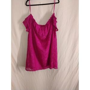 Love, Fire Magenta Lace Off the Shoulder Mini Dress Size XL